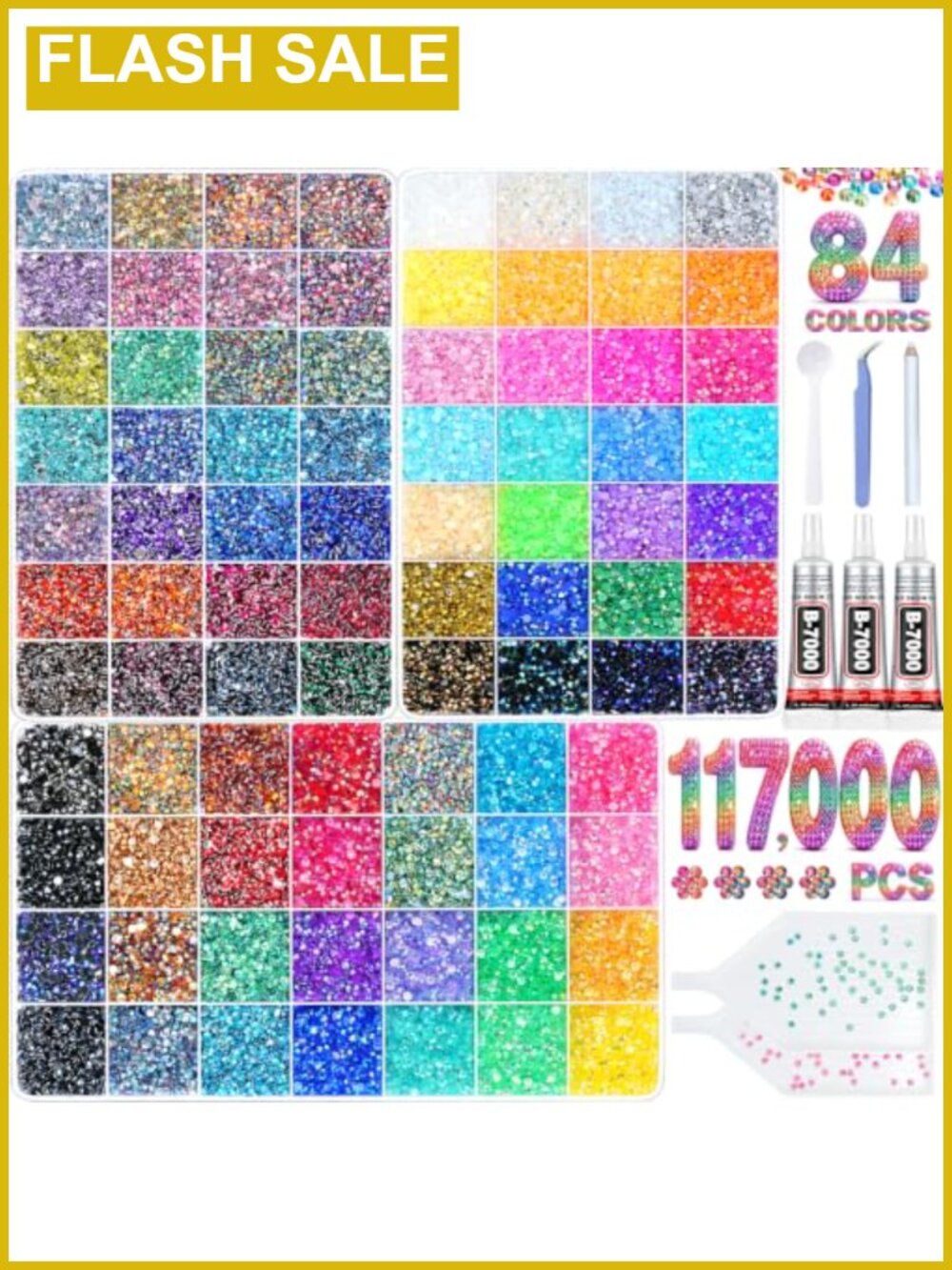 Rhinestone Bedazzling Kit 84 Colors 117000 Pcs Resin